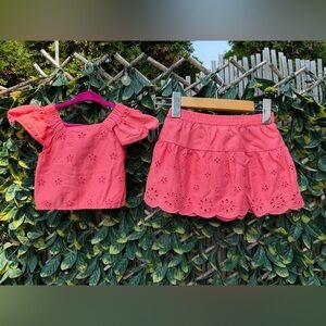 ▪️ Old Navy Flutter-Sleeve Floral Cutout Top‎ and Skirt Set